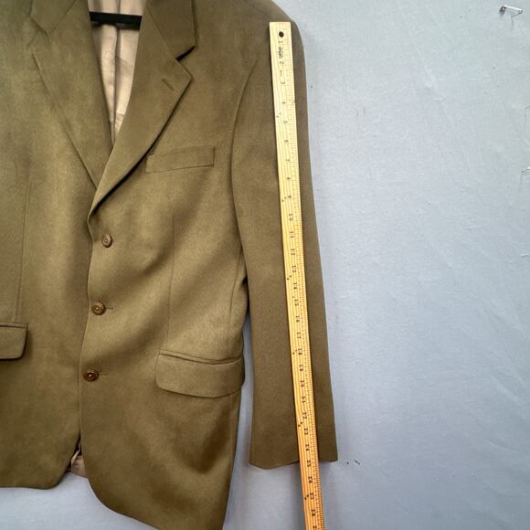 Chaps Ralph Lauren Blazer Jacket 40T Sport Coat Microfiber Green Academia Career - Picture 14 of 16